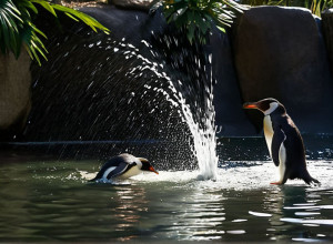Неожиданное крещение: Рассел Брэнд проводит обряд в вольере для пингвинов