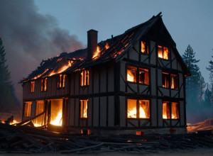 Пожар уничтожил исторический фахверковый дом 1790 года в Зеветале