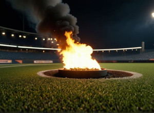 Скандал на футбольном поле в Швеции: пиротехника подожгла искусственный газон и привела к беспорядкам