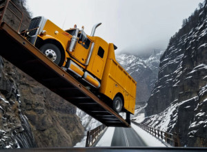 Грузовик завис над пропастью после ДТП в США: водитель пять часов ждал спасения