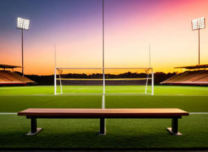 Футбольный стадион на закате