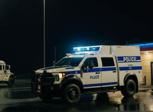 Спецоперация в Эрбахе: Бронированный БТР протаранил фургон с забаррикадировавшимся преступником