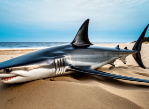 Уникальная находка: Гигантская лисья акула с необычными глазами выбросилась на берег в США
