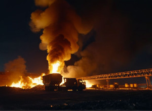 Мощный пожар охватил завод по переработке отходов в Сиднее