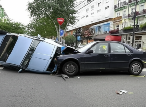 ДТП в Бёблингене: Citroen перевернулся после столкновения