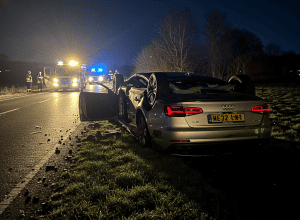 В Мариенхайде Audi перевернулся на проселочной дороге