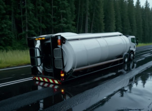 Грузовик с молоком перевернулся в Штутгарте: 6000 литров остались внутри