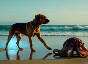 Необычная встреча на Тенерифе: пес и осьминог удивили очевидцев на пляже