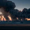 Сильный пожар на сталелитейном заводе в Германии: над городом повисла гигантская дымовая завеса
