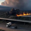 Пожар на автобане А14 в Германии: грузовик загорелся, образовалось токсичное облако и многокилометровые пробки