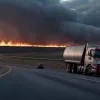 ДТП на A7 в Германии: Грузовик сгорел дотла, водитель чудом спасся