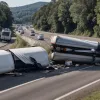 Авария на трассе A6 в Германии: Перевернувшийся прицеп блокировал движение