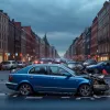Серьезное ДТП в Дортмунде: автомобиль врезался в припаркованные машины