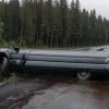 В Германии на мокрой дороге перевернулась машина: водитель получила легкие травмы
