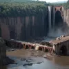 Грузовик повис над пропастью в Китае: водитель оказался в смертельной ловушке после обрушения моста