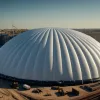 Строительство будущего: В Китае используют гигантские надувные купола для защиты от пыли и шума